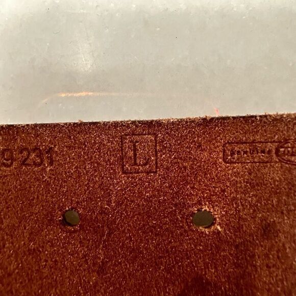 Vintage Fossil Genuine Leather Cutout Brushed Nickel Studs Waist Belt Brown Larg - Picture 4 of 5